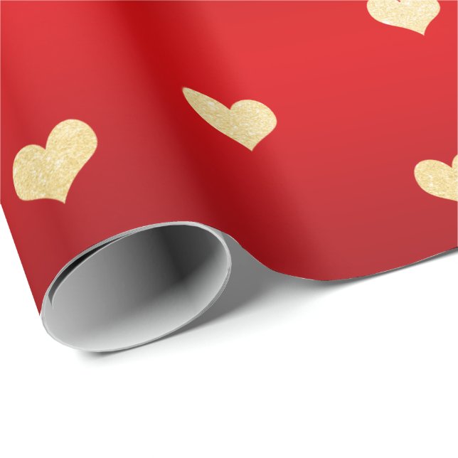 Elegant gold glitter Valentine's day heart pattern Wrapping Paper (Roll Corner)