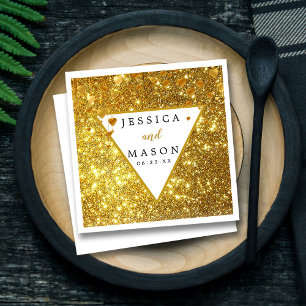 Elegant Gold Glitter Wedding Cocktail Napkins