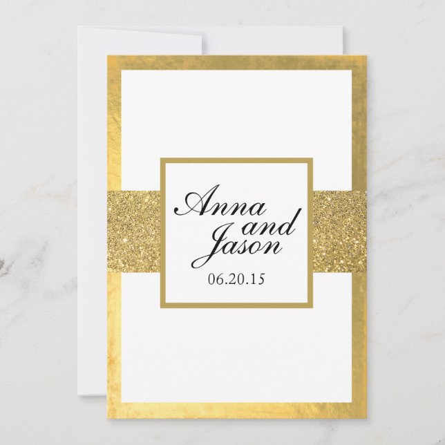 Elegant Gold Glitter Wedding Invitation (Front)