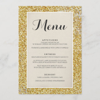 Elegant Gold Glitter Wedding Menu Card