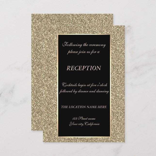 Elegant Gold Glitter Wedding Reception Invitation (Front/Back)
