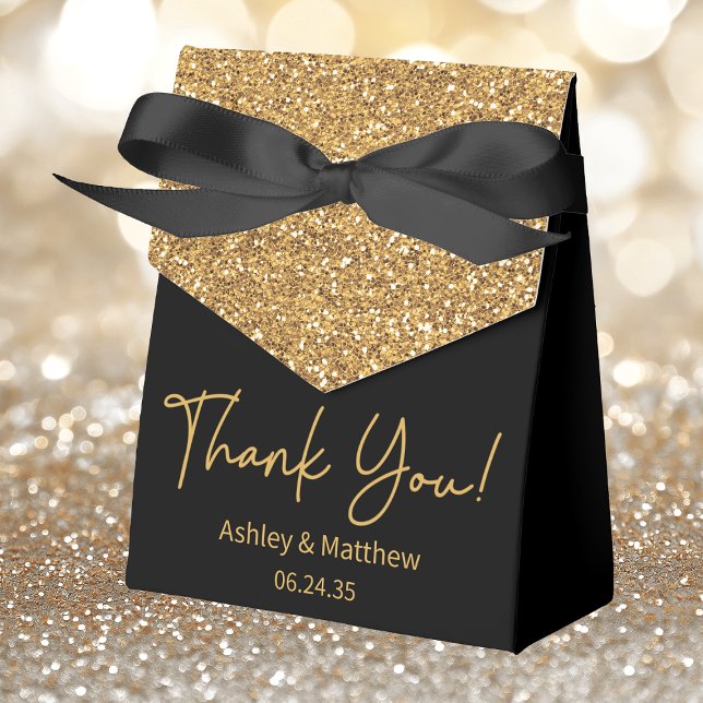 Elegant Gold Glitter Wedding Thank You Favour Box (Creator Uploaded)