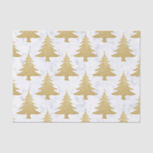 Elegant Gold Glitter & White Marble Christmas Tree Tissue Paper