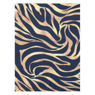 Elegant Gold Glitter Zebra Nay-Blue Animal Print Tablecloth