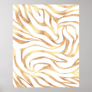 Elegant Gold Glitter Zebra White Animal Print