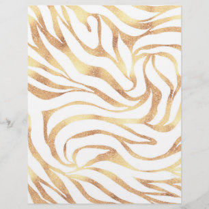 Elegant Gold Glitter Zebra White Animal Print Custom Letterhead