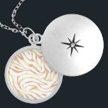 Elegant Gold Glitter Zebra White Animal Print Locket Necklace<br><div class="desc">This Exotic Style hand-drawn White and faux Gold Glitter Zebra Print aesthetic design photo print is perfect to add an elegant touch to special celebration events or Glam Home Decor. A modern trendy zebra animal print filled with gold colour wavy lines and strokes, forming a beautiful tropical zebra stripes abstract...</div>