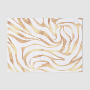 Elegant Gold Glitter Zebra White Animal Print Tissue Paper