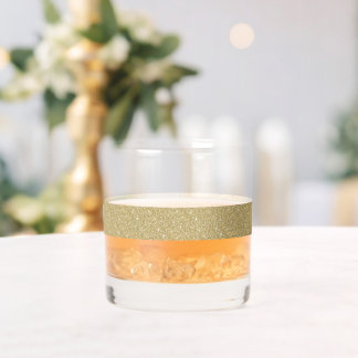 Elegant Gold Glittery Glam Band Whiskey Glass