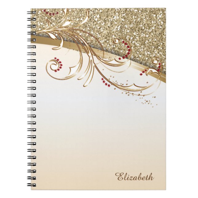 Elegant Gold Glittery -Personalised Notebook (Front)