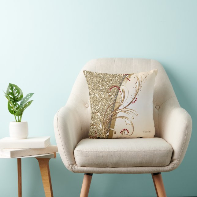Elegant Gold Glittery Swirls  Cushion (Chair)
