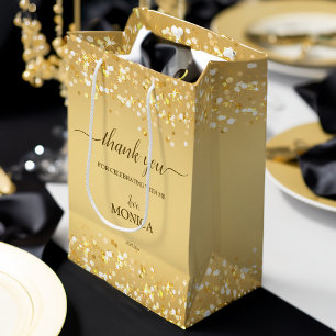 Elegant gold golden sparkles minimalist medium gift bag