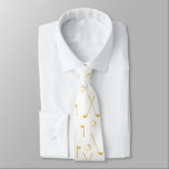 Elegant Gold Golf Pattern Golfer White  Tie<br><div class="desc">Minimal gold golf pattern with clubs, balls, and flags for golf players. Gift for golf club, golfer, golf player, team, coach. Monochrome golden modern trendy black and white golf golfer golf player pattern gift home decor, towels, ... Elegant, classic white colour neck tie with gold golf pattern, beautiful golfer wedding...</div>