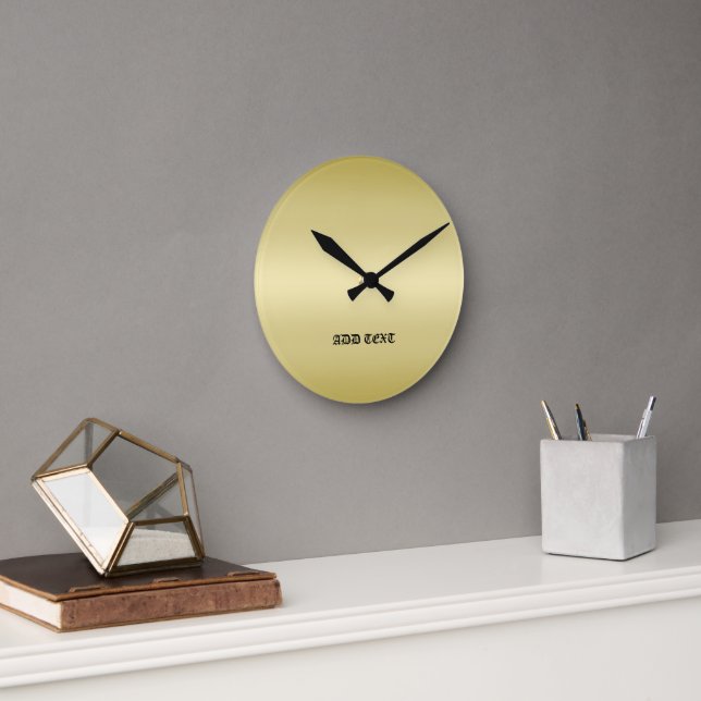 Elegant Gold gradient Monogram Personalised name Round Clock (Office)