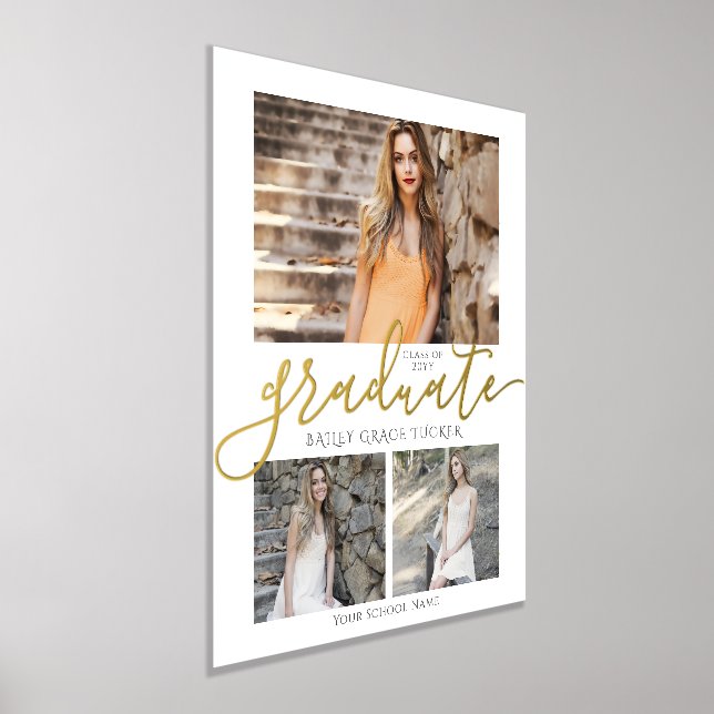 Elegant Gold Graduate Collage Graduation Keepsake Foil Prints (Laydown)