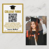 Elegant Gold Graduate Photo College Fund QR Code