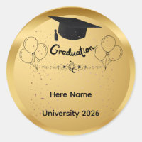 Elegant Gold Graduation Class of 2026 Custom Name