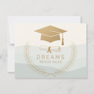 Elegant Gold Graduation Design Dreams Begin Here Postcard