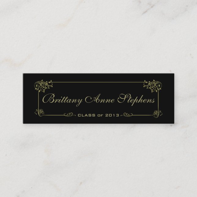 Elegant Gold Graduation Name Card Insert (Front)