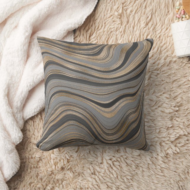 Elegant gold gray abstract cushion (Blanket)