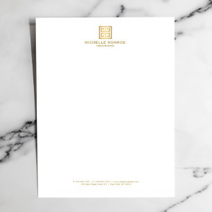 Elegant Gold Greek Key Interior Designer White Personalized Letterhead