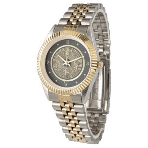Elegant Gold Greek Keys Pattern Watch