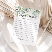Elegant Gold Green Baby Shower Hopes & Wishes Card