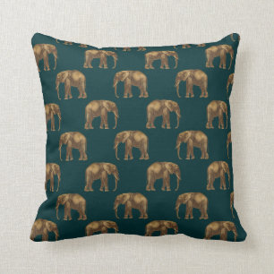 Elegant Gold Green Elephant Pretty Chic Stylish Cushion