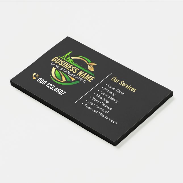 Elegant Gold Green Lawn Care Professional Post-it Notes (Angled)