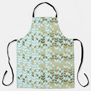 Elegant Gold Green Leaf Pattern Apron
