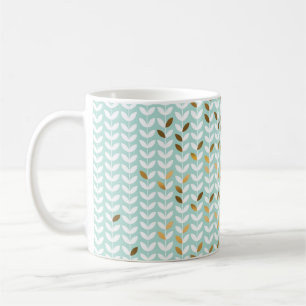 Elegant Gold Green Leaf Pattern Coffee Mug