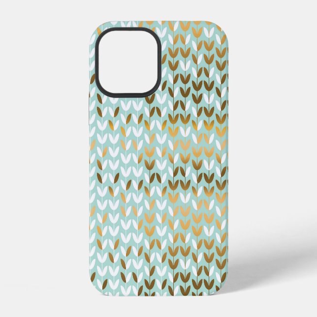 Elegant Gold Green Leaf Pattern iPhone Case (Back)