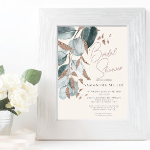 Elegant Gold Green Leaves Bridal Shower Invitation