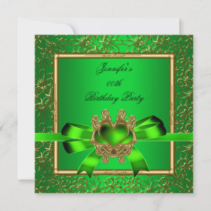 Elegant Gold Green Lime Jewel Birthday Party Invitation