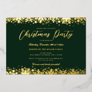 Elegant Gold Green Snowflake Christmas Party