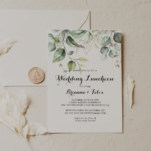 Elegant Gold Green Wedding Luncheon Bridal Shower Invitation