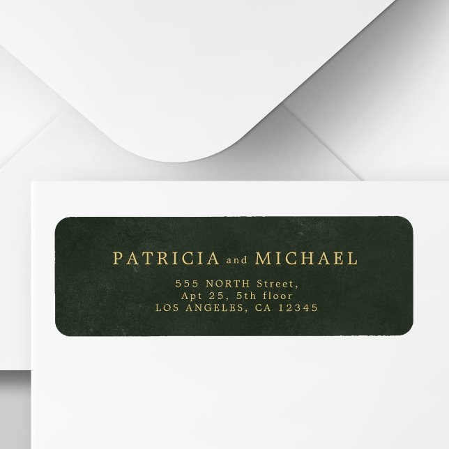 Elegant gold green wedding return address (Creator Uploaded)