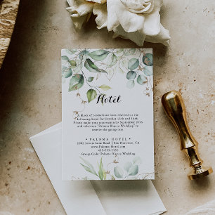 Elegant Gold Greenery Calligraphy Hotel Enclosure Card