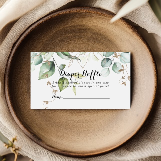 Elegant Gold Greenery Diaper Raffle Ticket Enclosure Card (Creator Uploaded)