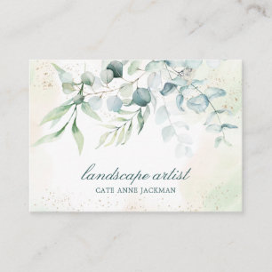 Elegant Gold Greenery Eucalyptus Business Card