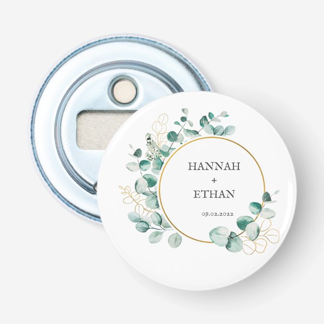 Elegant Gold Greenery Eucalyptus Personalized   Bottle Opener (Front)