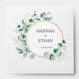 Elegant Gold Greenery Eucalyptus Personalized   Envelope
