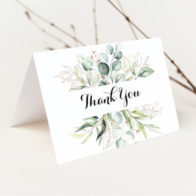 Elegant Gold Greenery Folded Wedding Thank You (Creator Uploaded)