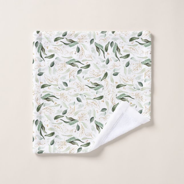 Elegant Gold Greenery Foliage White Wash Cloth (Wash Cloth)