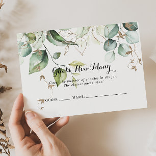 Elegant Gold Greenery Guess How Many Game Card