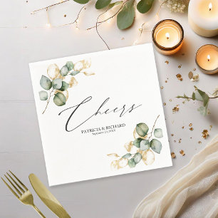 Elegant Gold Greenery Wedding Napkins