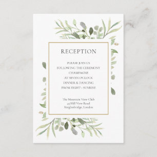 Elegant Gold Greenery Wedding Reception Enclosure Card