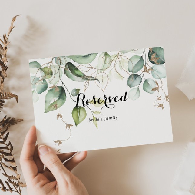 Elegant Gold Greenery Wedding Reserved Sign (Creator Uploaded)