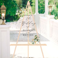 Elegant Gold Greenery Wedding Welcome Sign