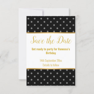 ELEGANT GOLD GREY BLACK SPOT RESPONSE RSVP CARD